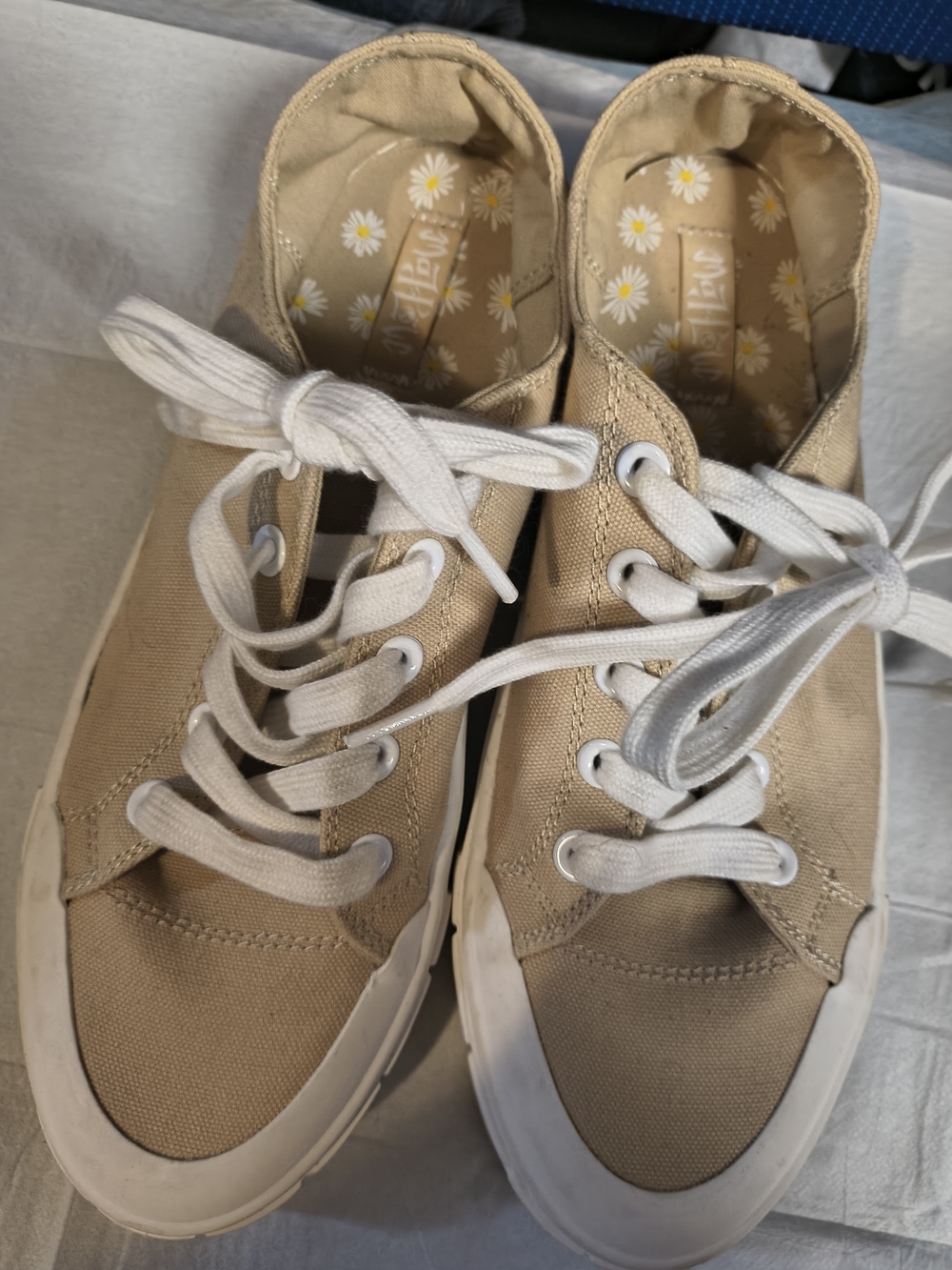 Canvas Low-Top Sneakers in Beige - Women's Casual Shoes